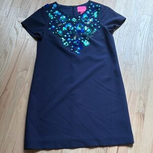 Lilly Pulitzer Navy Dress with Blue and Green Sequins